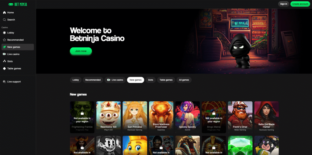 Bet Ninja casino - Voted best non Gamstop casino 2025